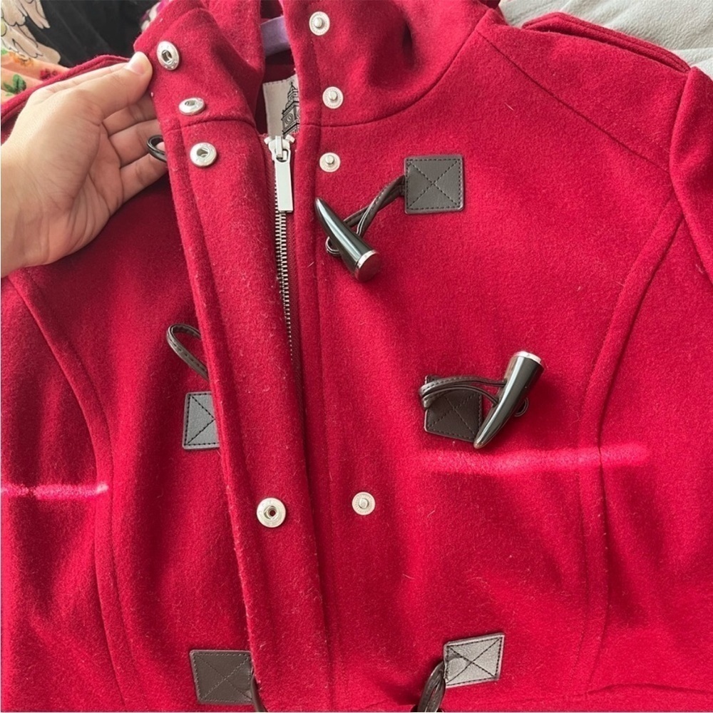 london Fog Women’s Wool, red peacoat with hood Size SP - Picture 2 of 9